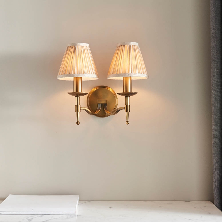 Endon 63654 - Vägglampa STANFORD 2xE14/40W/230V mässing/beige