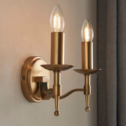 Endon 63654 - Vägglampa STANFORD 2xE14/40W/230V mässing/beige