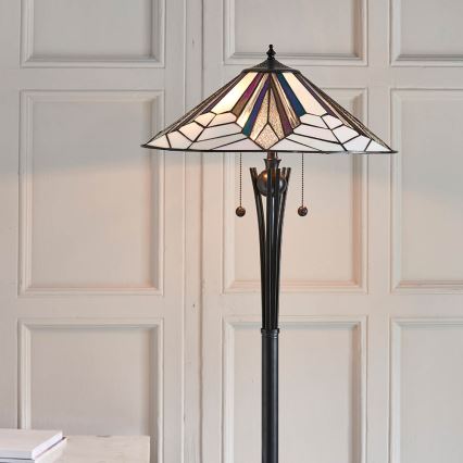 Endon 63934 - Golvlampa Tiffany ASTORIA, 2×E27/60W/230V, Ø 48 cm