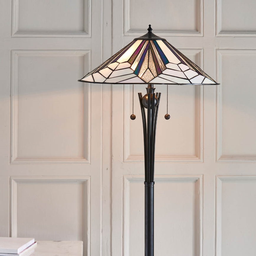 Endon 63934 - Golvlampa Tiffany ASTORIA, 2×E27/60W/230V, Ø 48 cm