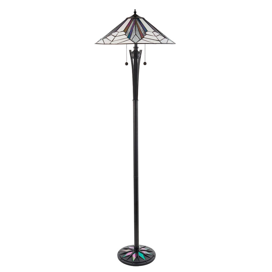 Endon 63934 - Golvlampa Tiffany ASTORIA, 2×E27/60W/230V, Ø 48 cm