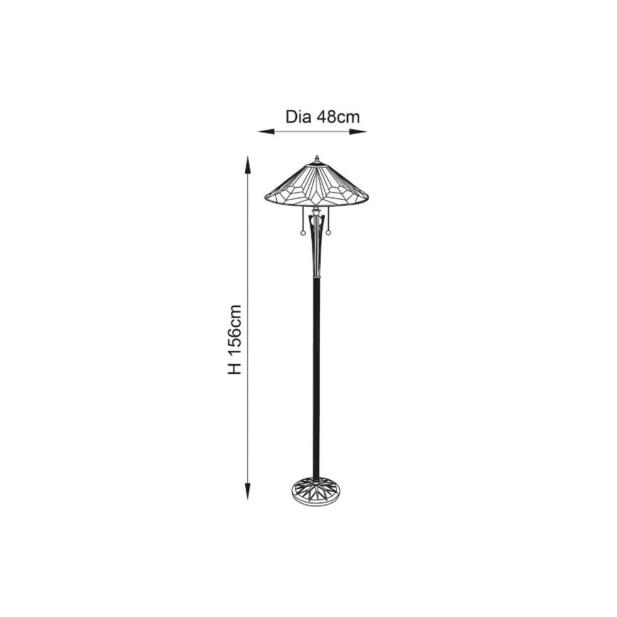 Endon 63934 - Golvlampa Tiffany ASTORIA, 2×E27/60W/230V, Ø 48 cm