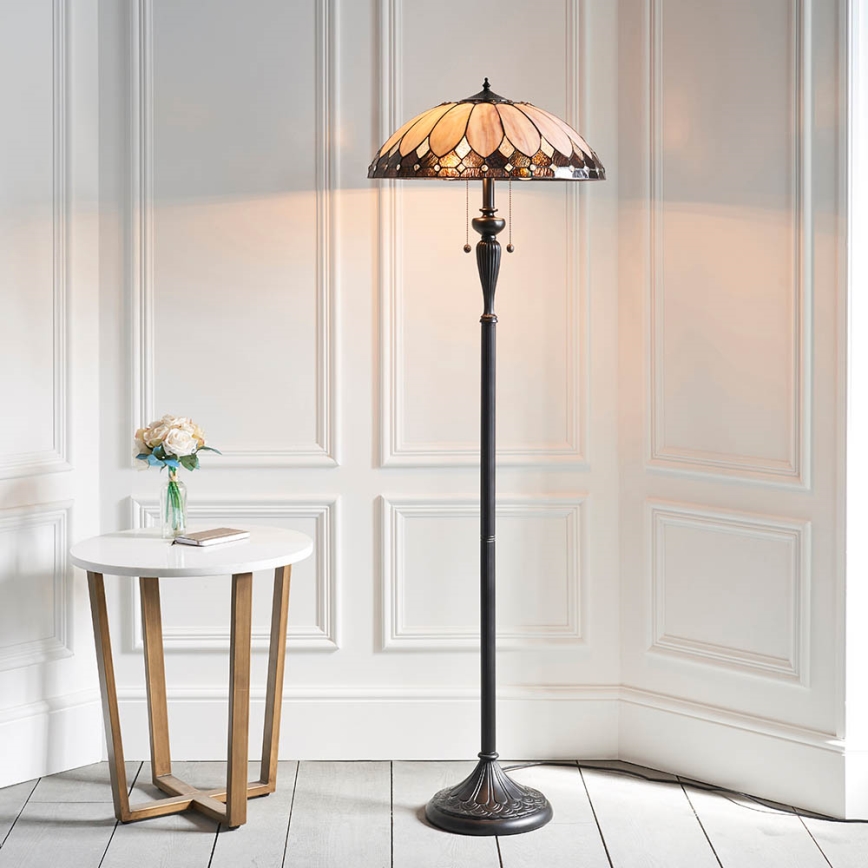 Endon 63972 - Golvlampa Tiffany BROOKLYN 2xE27/60W/230V Ø 50 cm