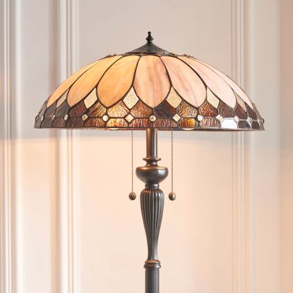 Endon 63972 - Golvlampa Tiffany BROOKLYN 2xE27/60W/230V Ø 50 cm