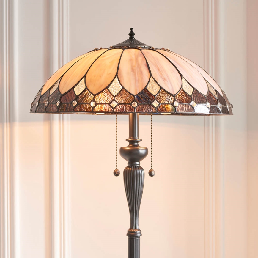 Endon 63972 - Golvlampa Tiffany BROOKLYN 2xE27/60W/230V Ø 50 cm
