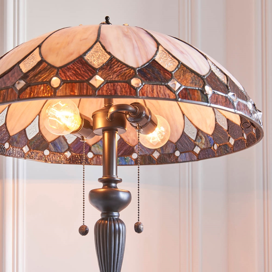 Endon 63972 - Golvlampa Tiffany BROOKLYN 2xE27/60W/230V Ø 50 cm