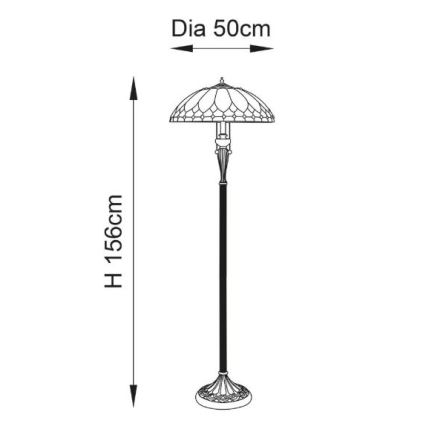 Endon 63972 - Golvlampa Tiffany BROOKLYN 2xE27/60W/230V Ø 50 cm