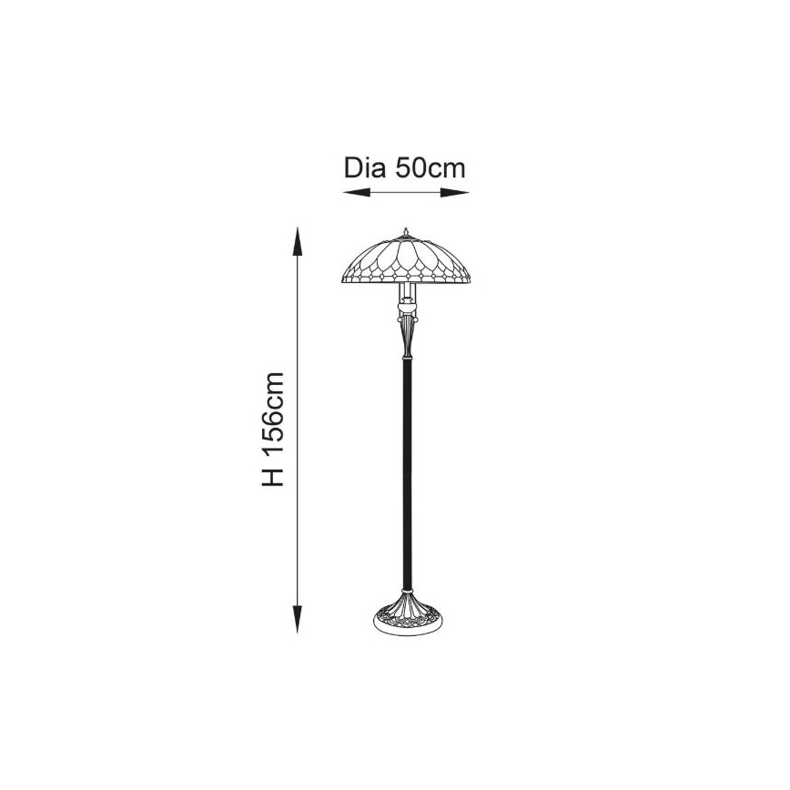Endon 63972 - Golvlampa Tiffany BROOKLYN 2xE27/60W/230V Ø 50 cm
