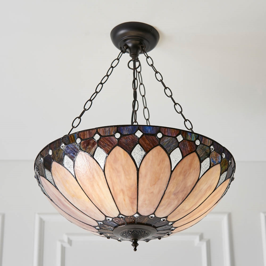 Endon 63976 - Ljuskrona med kedja Tiffany BROOKLYN 3xE27/60W/230V Ø 50 cm