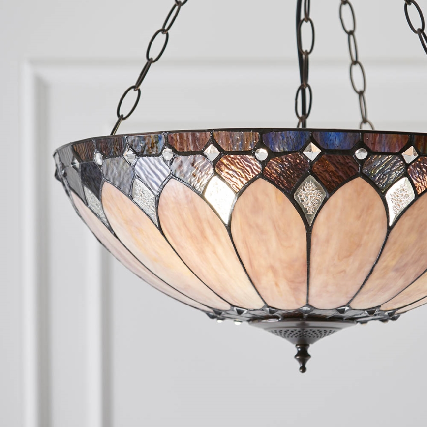 Endon 63976 - Ljuskrona med kedja Tiffany BROOKLYN 3xE27/60W/230V Ø 50 cm