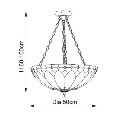 Endon 63976 - Ljuskrona med kedja Tiffany BROOKLYN 3xE27/60W/230V Ø 50 cm