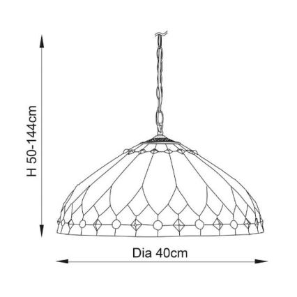 Endon 63977 - Tiffany BROOKLYN taklampa med kedja 1xE27/60W/230V Ø 40 cm