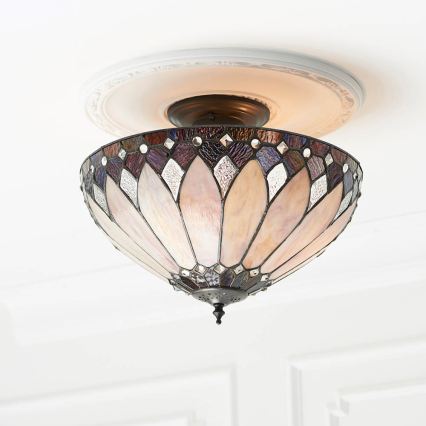 Endon 63978 - Ytmonterad Tiffany-taklampa BROOKLYN 3xE27/60W/230V Ø40 cm