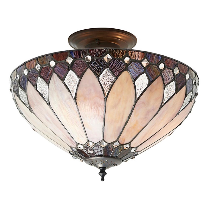 Endon 63978 - Ytmonterad Tiffany-taklampa BROOKLYN 3xE27/60W/230V Ø40 cm