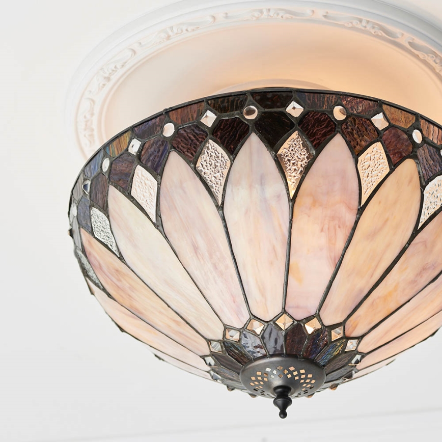 Endon 63978 - Ytmonterad Tiffany-taklampa BROOKLYN 3xE27/60W/230V Ø40 cm