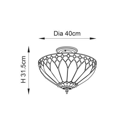 Endon 63978 - Ytmonterad Tiffany-taklampa BROOKLYN 3xE27/60W/230V Ø40 cm