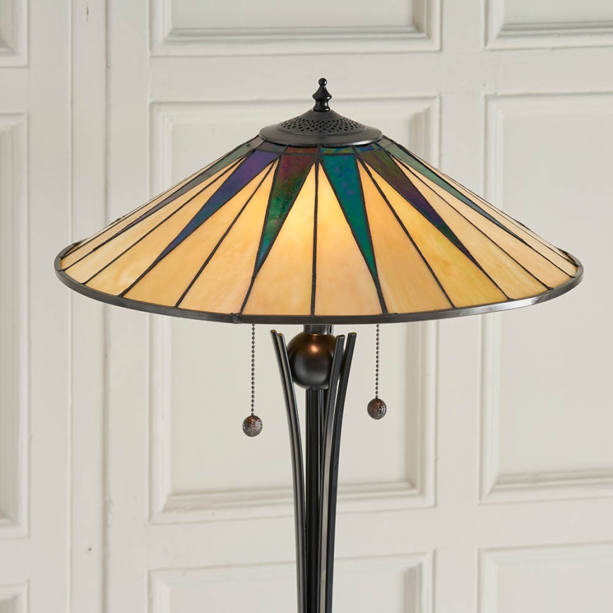Endon 64041 - Golvlampa Tiffany DARK STAR 2xE27/60W/230V Ø 49 cm