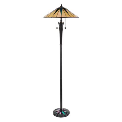 Endon 64041 - Golvlampa Tiffany DARK STAR 2xE27/60W/230V Ø 49 cm