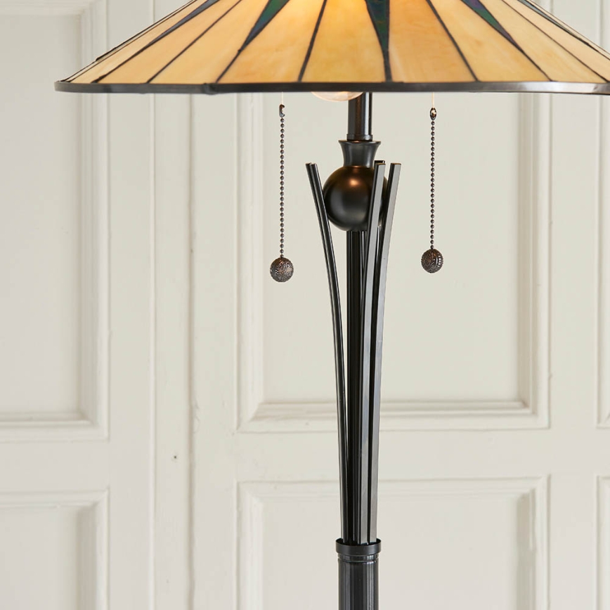 Endon 64041 - Golvlampa Tiffany DARK STAR 2xE27/60W/230V Ø 49 cm