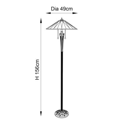 Endon 64041 - Golvlampa Tiffany DARK STAR 2xE27/60W/230V Ø 49 cm