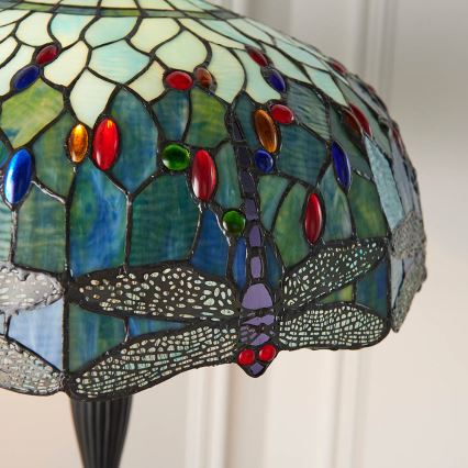 Endon 64069 - Golvlampa Tiffany DRAGONFLY 2xE27/60W/230V Ø 50 cm