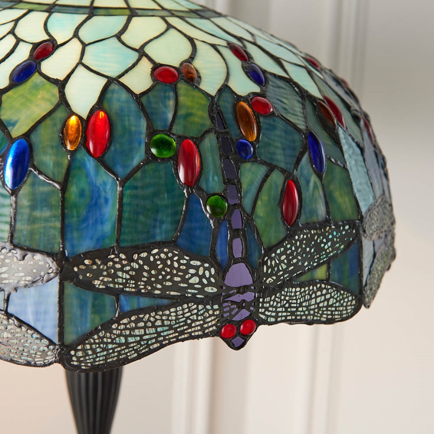 Endon 64069 - Golvlampa Tiffany DRAGONFLY 2xE27/60W/230V Ø 50 cm