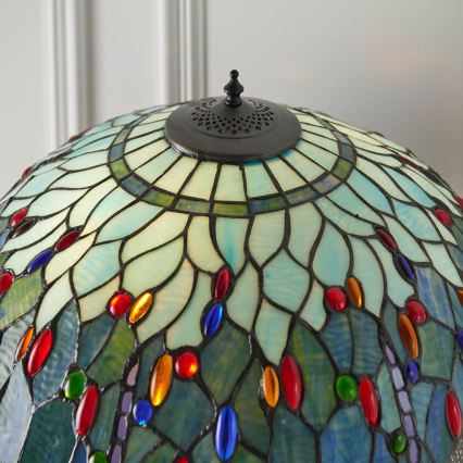 Endon 64069 - Golvlampa Tiffany DRAGONFLY 2xE27/60W/230V Ø 50 cm