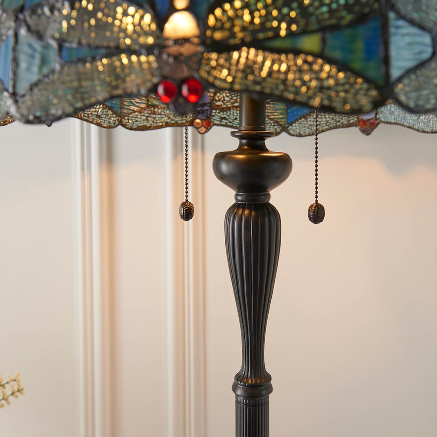 Endon 64069 - Golvlampa Tiffany DRAGONFLY 2xE27/60W/230V Ø 50 cm