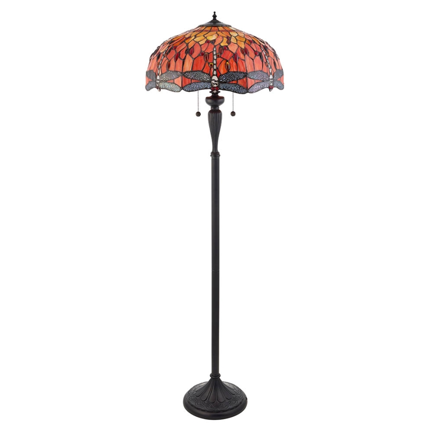 Endon 64070 - Golvlampa Tiffany DRAGONFLY 2xE27/60W/230V Ø 50 cm