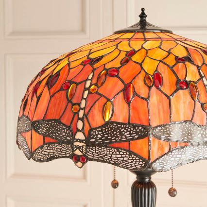 Endon 64070 - Golvlampa Tiffany DRAGONFLY 2xE27/60W/230V Ø 50 cm