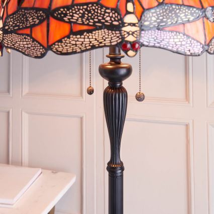 Endon 64070 - Golvlampa Tiffany DRAGONFLY 2xE27/60W/230V Ø 50 cm