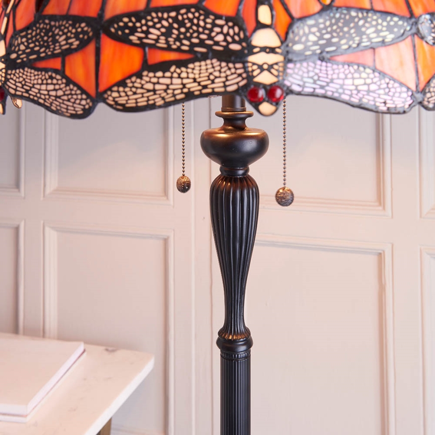 Endon 64070 - Golvlampa Tiffany DRAGONFLY 2xE27/60W/230V Ø 50 cm
