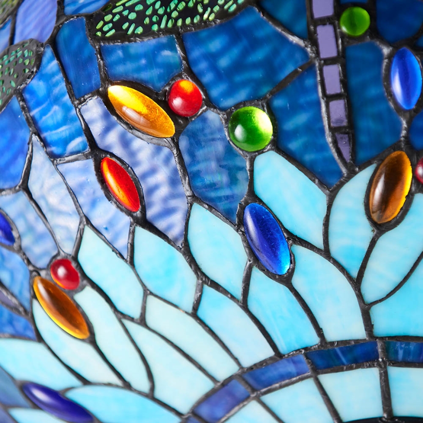 Endon 64075 - Ljuskrona med kedja Tiffany DRAGONFLY 3xE27/60W/230V Ø 41 cm