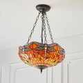 Endon 64076 - Kronlampa med kedja Tiffany DRAGONFLY 3xE27/60W/230V Ø 41 cm