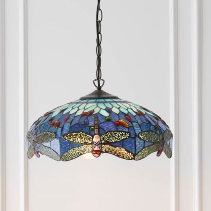 Endon 64080 - Tiffany-ljuskrona DRAGONFLY med kedja 3xE27/60W/230V Ø 41 cm