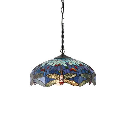 Endon 64080 - Tiffany-ljuskrona DRAGONFLY med kedja 3xE27/60W/230V Ø 41 cm