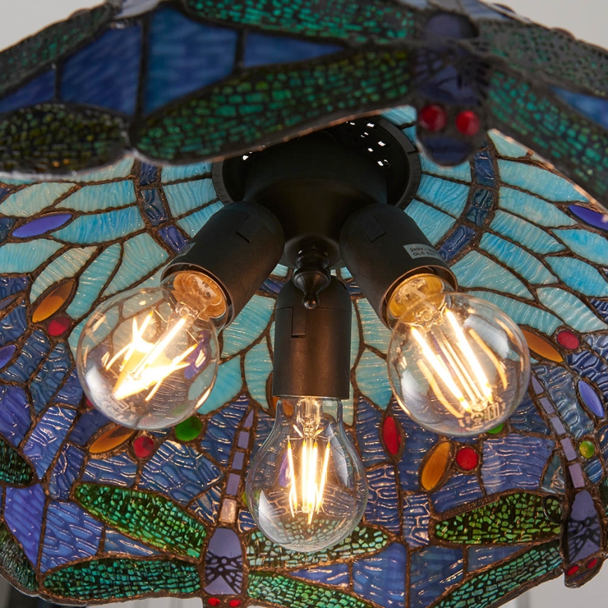 Endon 64080 - Tiffany-ljuskrona DRAGONFLY med kedja 3xE27/60W/230V Ø 41 cm