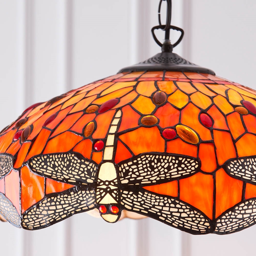 Endon 64081 - Ljuskrona med kedja Tiffany DRAGONFLY 3x E27/60W/230V Ø 41 cm