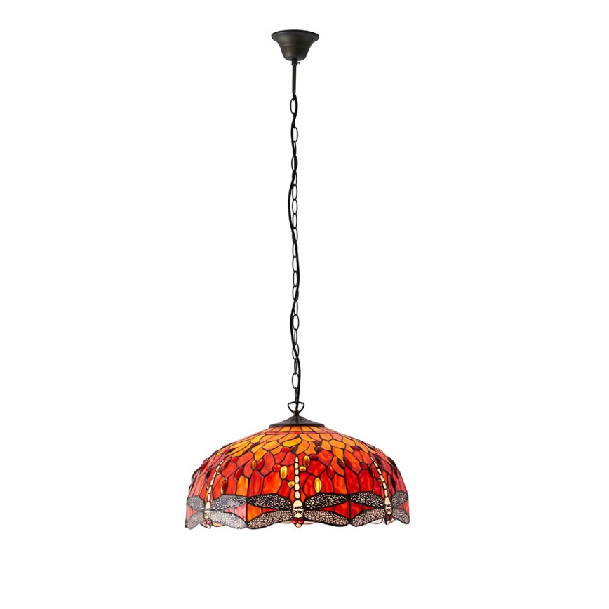 Endon 64082 - Taklampa med kedja Tiffany DRAGONFLY 3xE27/60W/230V Ø 50 cm