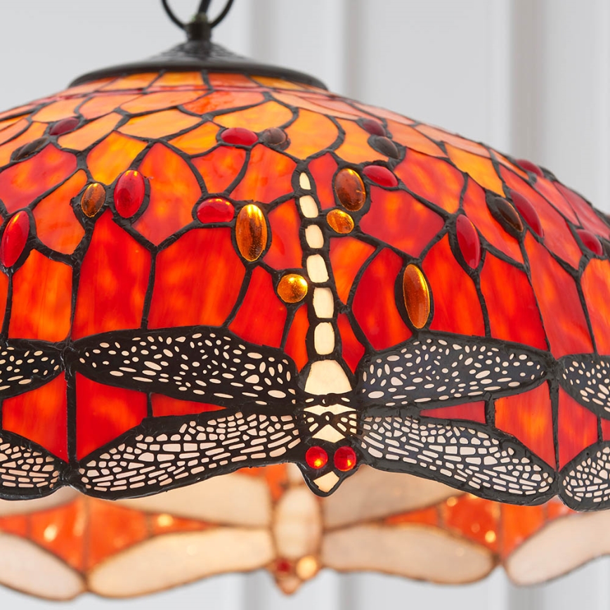 Endon 64082 - Taklampa med kedja Tiffany DRAGONFLY 3xE27/60W/230V Ø 50 cm