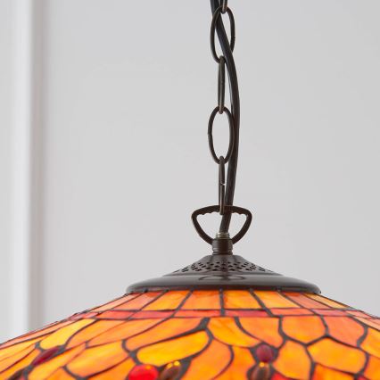 Endon 64082 - Taklampa med kedja Tiffany DRAGONFLY 3xE27/60W/230V Ø 50 cm