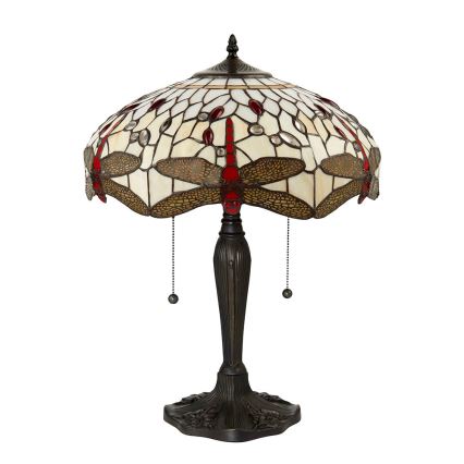 Endon 64085 - Bordslampa Tiffany DRAGONFLY 2xE27/60W/230V diam. 41 cm