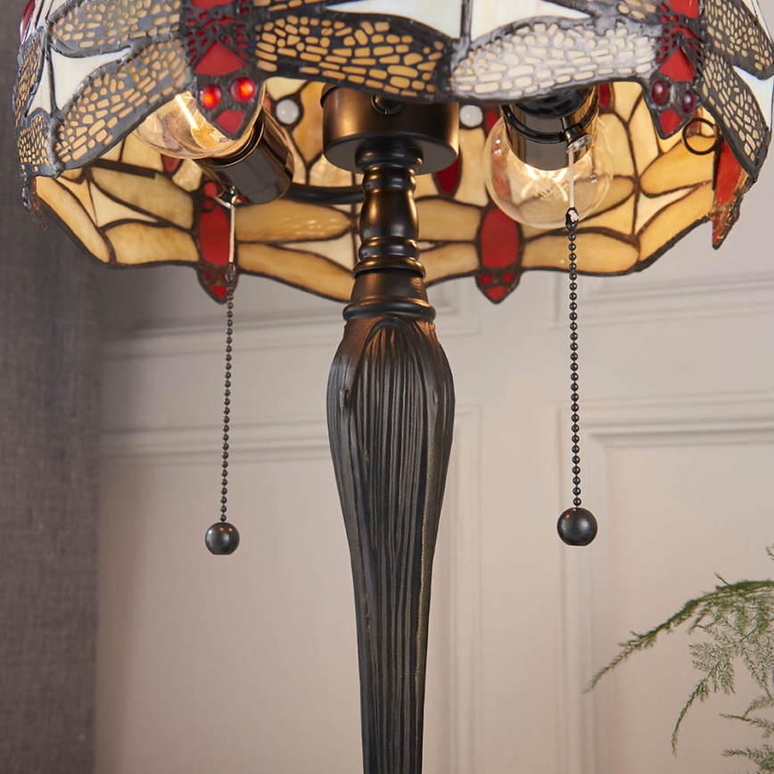 Endon 64086 - Bordslampa Tiffany DRAGONFLY 2xE27/60W/230V, Ø 30 cm