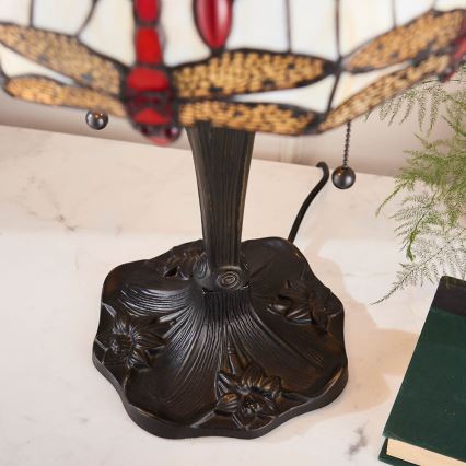 Endon 64086 - Bordslampa Tiffany DRAGONFLY 2xE27/60W/230V, Ø 30 cm