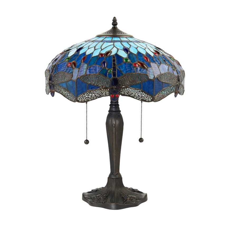 Endon 64089 - Bordslampa Tiffany DRAGONFLY 2xE27/60W/230V Ø 41 cm