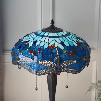 Endon 64089 - Bordslampa Tiffany DRAGONFLY 2xE27/60W/230V Ø 41 cm