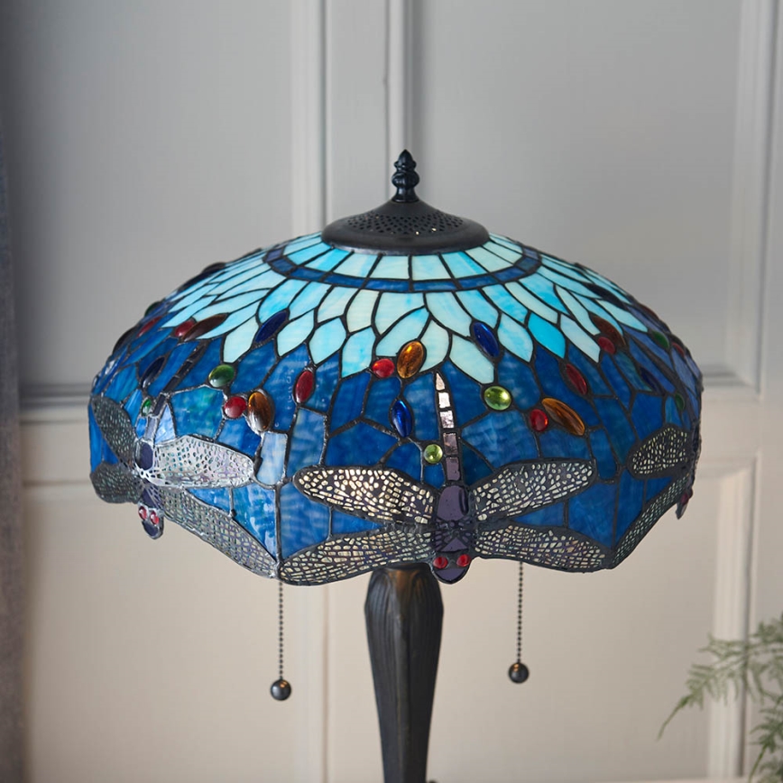 Endon 64089 - Bordslampa Tiffany DRAGONFLY 2xE27/60W/230V Ø 41 cm