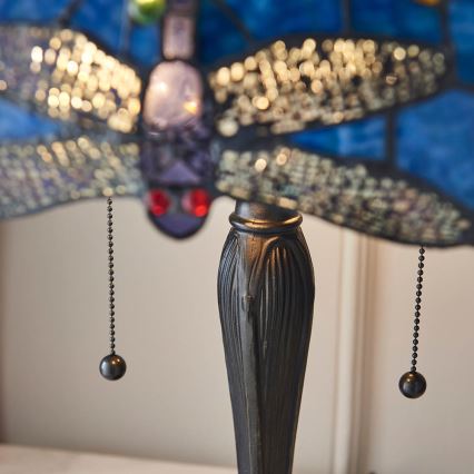 Endon 64089 - Bordslampa Tiffany DRAGONFLY 2xE27/60W/230V Ø 41 cm