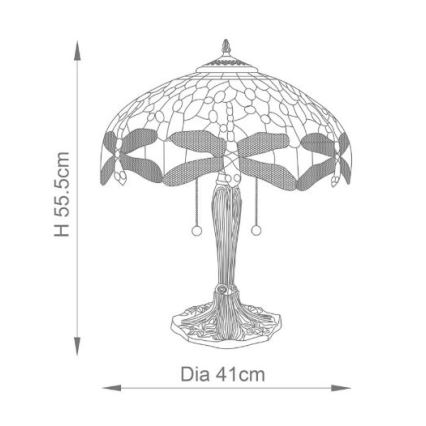 Endon 64089 - Bordslampa Tiffany DRAGONFLY 2xE27/60W/230V Ø 41 cm