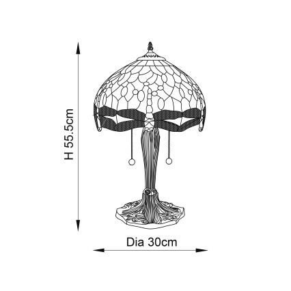 Endon 64090 - Bordslampa Tiffany DRAGONFLY 2xE27/60W/230V Ø 30 cm